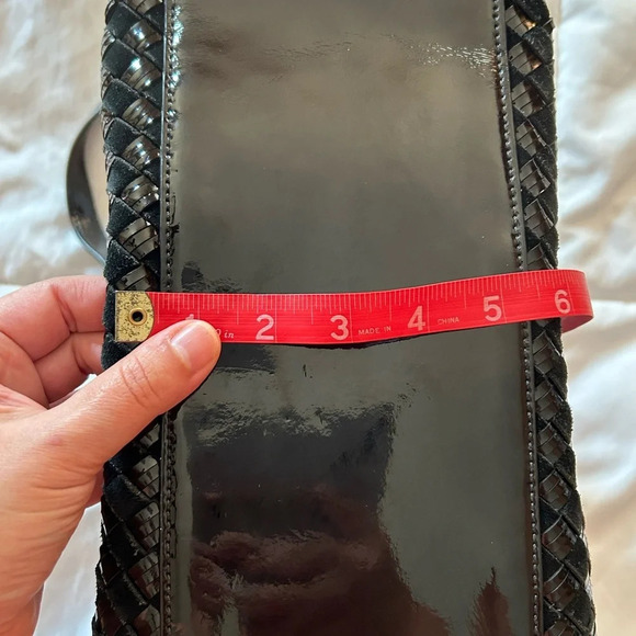 Cole Haan Patent Leather Suede Basketweave Black satchel Bag Purse - Picture 10 of 10